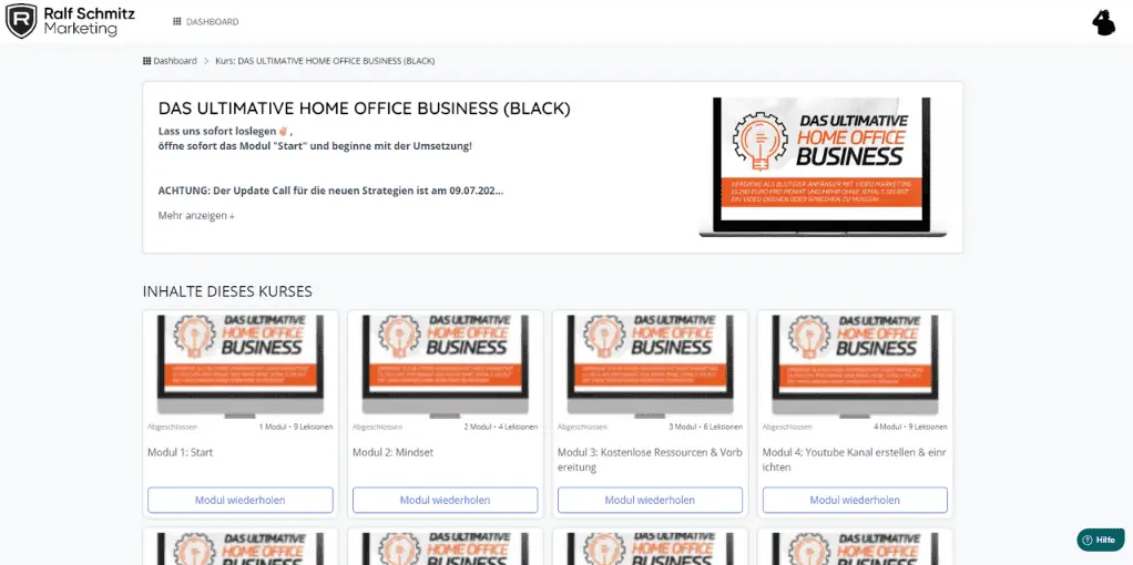 Kursüberblick von "Das Ultimative Home Office Business"
