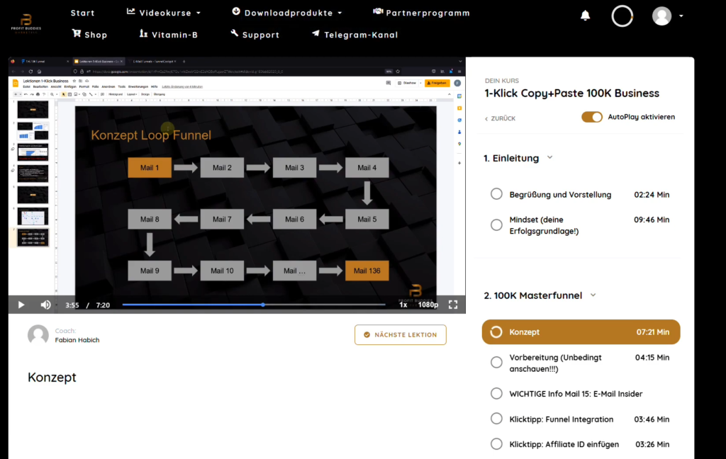 1-Klick Copy+Paste 100k Business Kurs