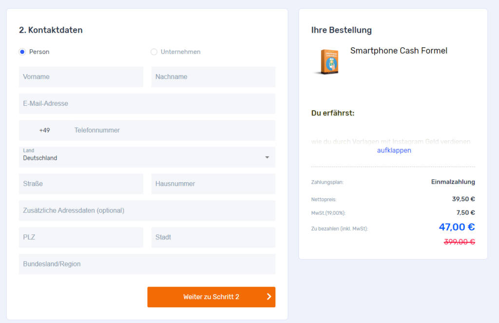 Smartphone Cash Formel Checkout