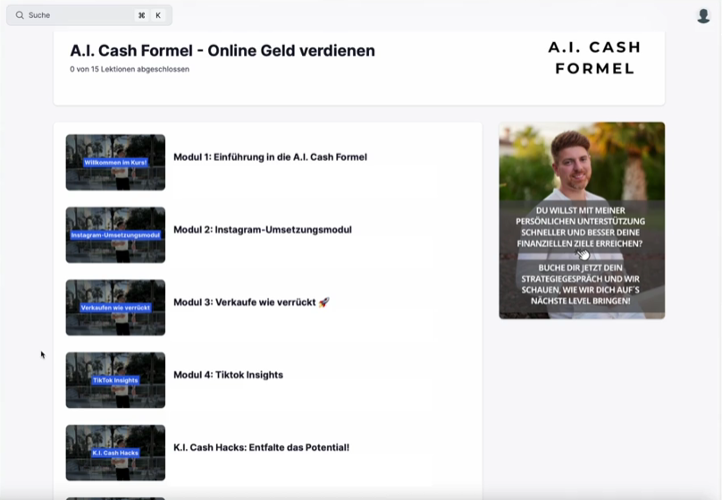 AI Cashformel Kurseinblick