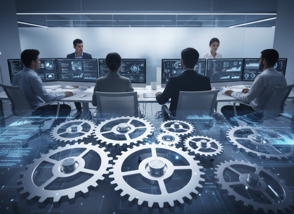 Automatisierte Prozesse und Teamarbeit im Hintergrund beim SCB System für High Ticket Affiliate Marketing