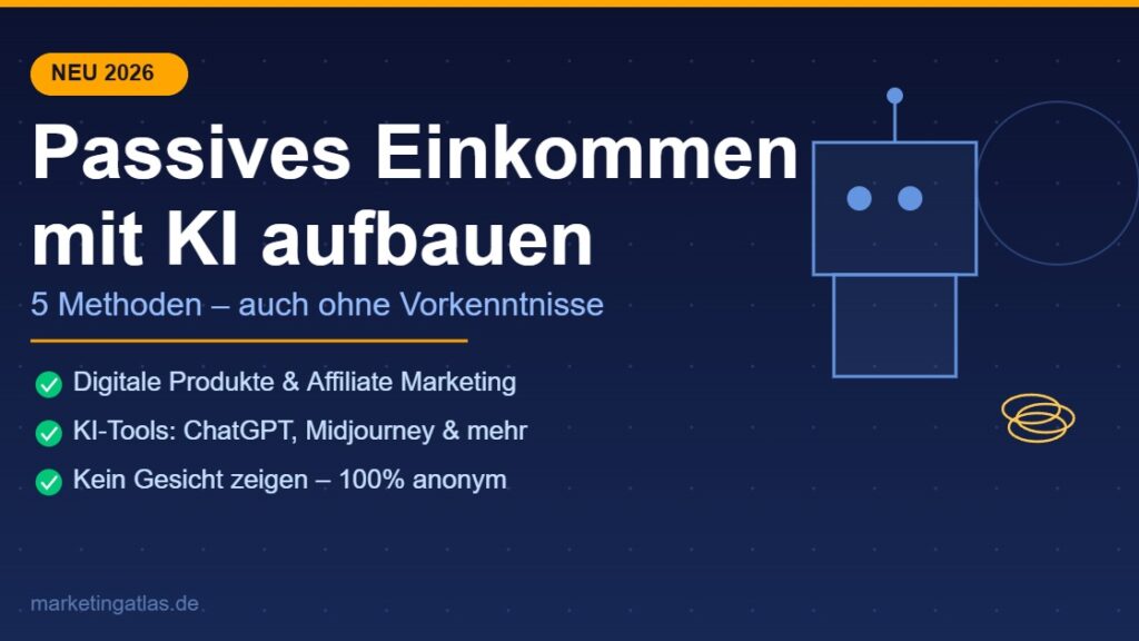 Passives Einkommen mit KI aufbauen 2026: Infografik mit 5 Methoden fuer Einsteiger